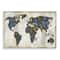 Stupell Industries Gold Blue World Map Design Wall Plaque